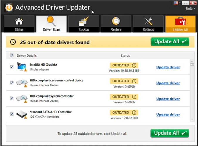Hit update to download required driver