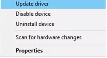 Right click and select update driver