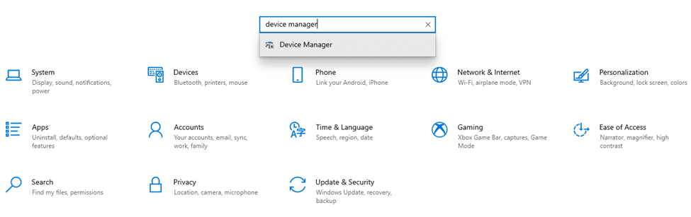 Type device manager in white box