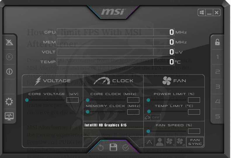 limit FPS With MSI Afterburner