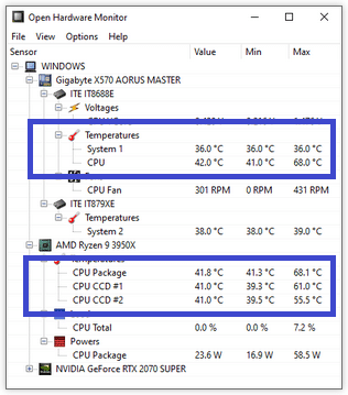 CPU and GPU temperatures on Linux