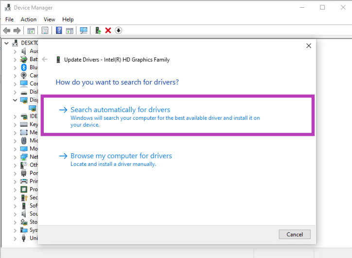 Choose search automatically for drivers