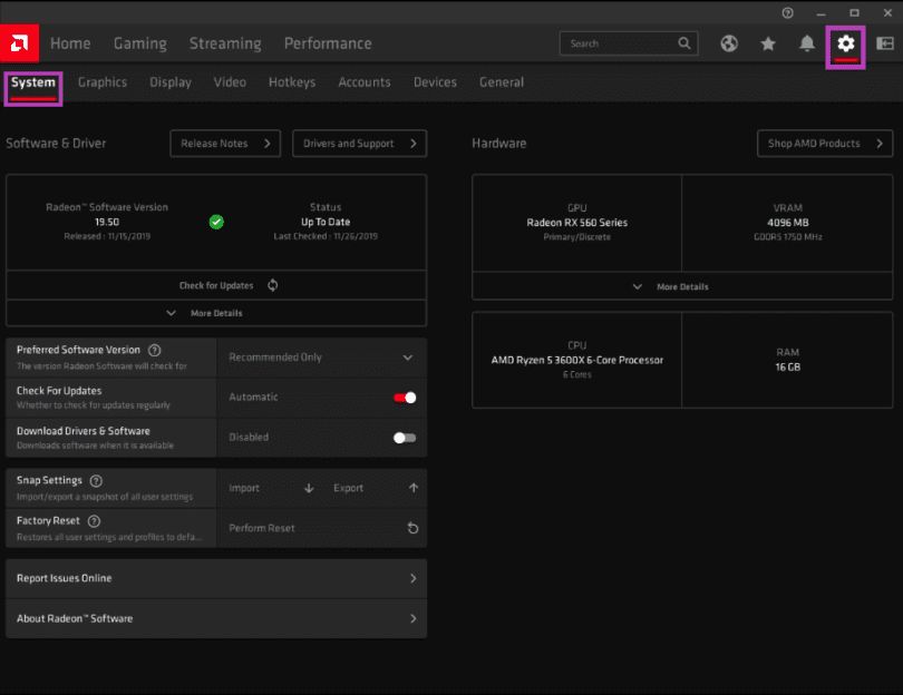 RADEON SOFTWARE FACTORY RESET visual data 3