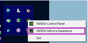 Open NVIDIA GeForce from system tray