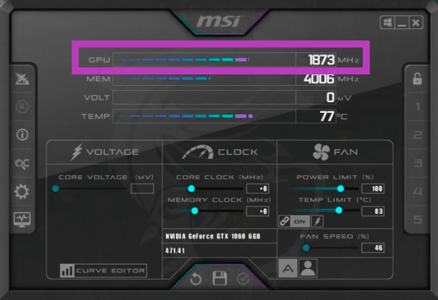 MSI Afterburner Dashboard