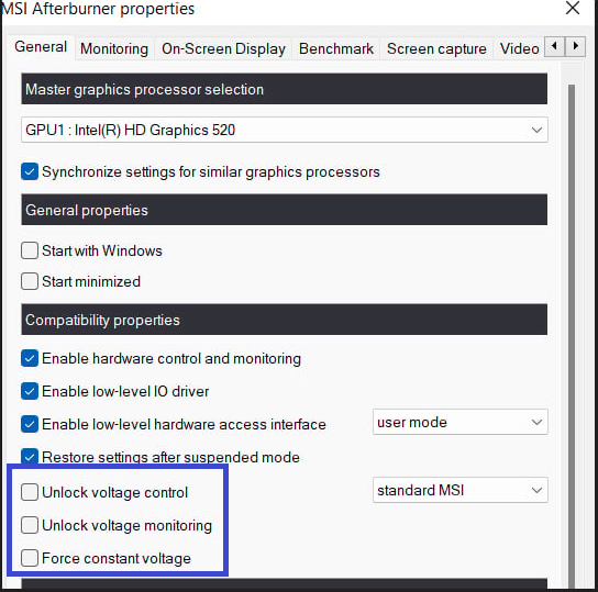 power limit setting in msi afterburner